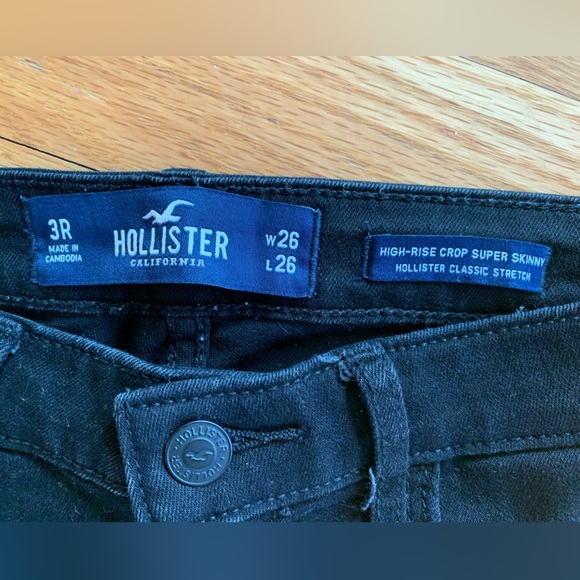 Hollister High-Rise Crop Super Skinny Classic Stretch Black 3R W26/L26 - Picture 2 of 5